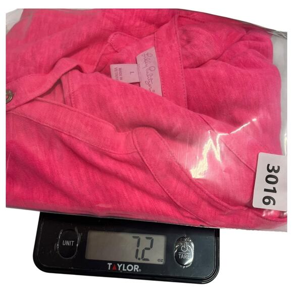 Lilly Pulitzer Shirt Womens Large Linen V Neck Henley Button Lightweight Beach - Picture 13 of 13